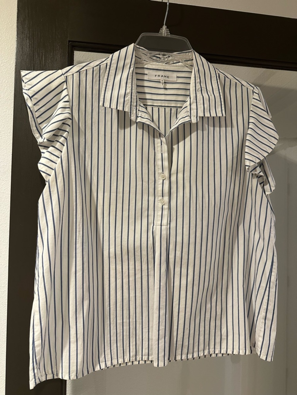 FRAME White and blue stripe Button down Shirt blouse, medium
